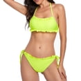thumbnail image 2 of HAPIMO Women's Bikini Swimsuit Solid Color Beachwear Triangle Swimwear Sets Strappy Side Ruffle Bathing Suit Summer Seaside Clothes for Girls Yellow L, 2 of 7