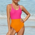 thumbnail image 2 of Womens Swimsuits Pimelu Bathing Suit for Women One Piece Swimsuit Womens High Waist Bathing Suits Beach Pool Fashion Color Block Backless Strap Swimwear Ladies Girls Sports Athletics Swimsuit, 2 of 7