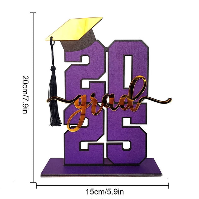 2025 Graduation Decorations, Wooden Tabletop Decorative Ornament, Graduation Gift for Class of 2025, Versatile Home Decor for Graduation Party, Desk, and Shelf Display