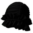 thumbnail image 1 of Gorro Natación Plisado Con Y Borde Hongo Circunferencia La Cabeza Ampliada Protección para Los Oídos Que No Aprieta Gorro Natación Aguas Termales (negro), 1 of 9