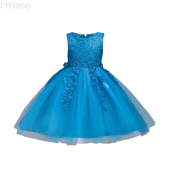 LYHaoo Sparkling Party Dress For Girls – Glimmering Sequin Party Gown With Skirt For Stage Performances（12M 8Y），Casual Floral Dresses Sizes 3-4 Years Blue
