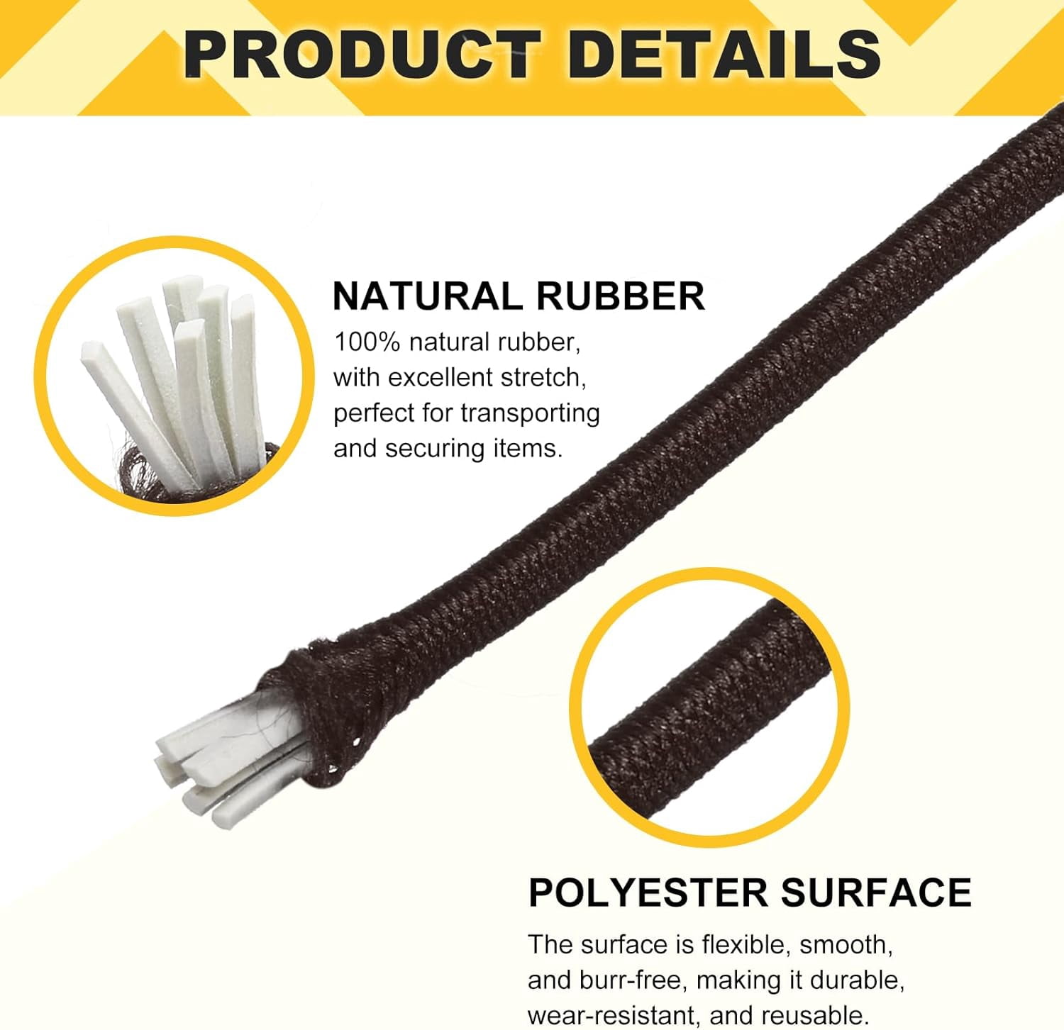 MKEUDQ-Elastic Bungee Cord, 1/8" x 32' Heavy Duty Polyester Bungee Shock Cords Kayak Stretch String Rope for Kayak Strap Tarp Tie Boating Tent Camping DIY Craft, Dark Coffee