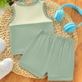 thumbnail image 4 of TOWED22 Toddler Boy Summer Outfits 2Pcs Clothes Sleeveless Tank Top & Casual Shorts Set Striped and Solid Color Mix(Green,9-12 M), 4 of 7