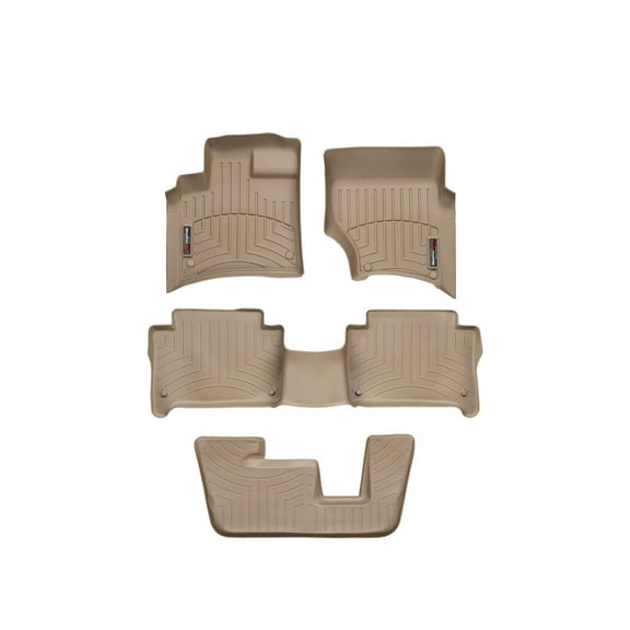 WeatherTech Custom Fit FloorLiners compatible with 2011-2015 Audi Q7 - Complete Set (1st, 2nd, & 3rd Row), Tan