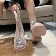 thumbnail image 6 of Fesfesfes Women's Fall Single Boots Thick Sole Platform Heel Front Zipper White Short Boots Rhinestone Slim Boots Black Boots For Women Knee High 5.5(36), 6 of 7