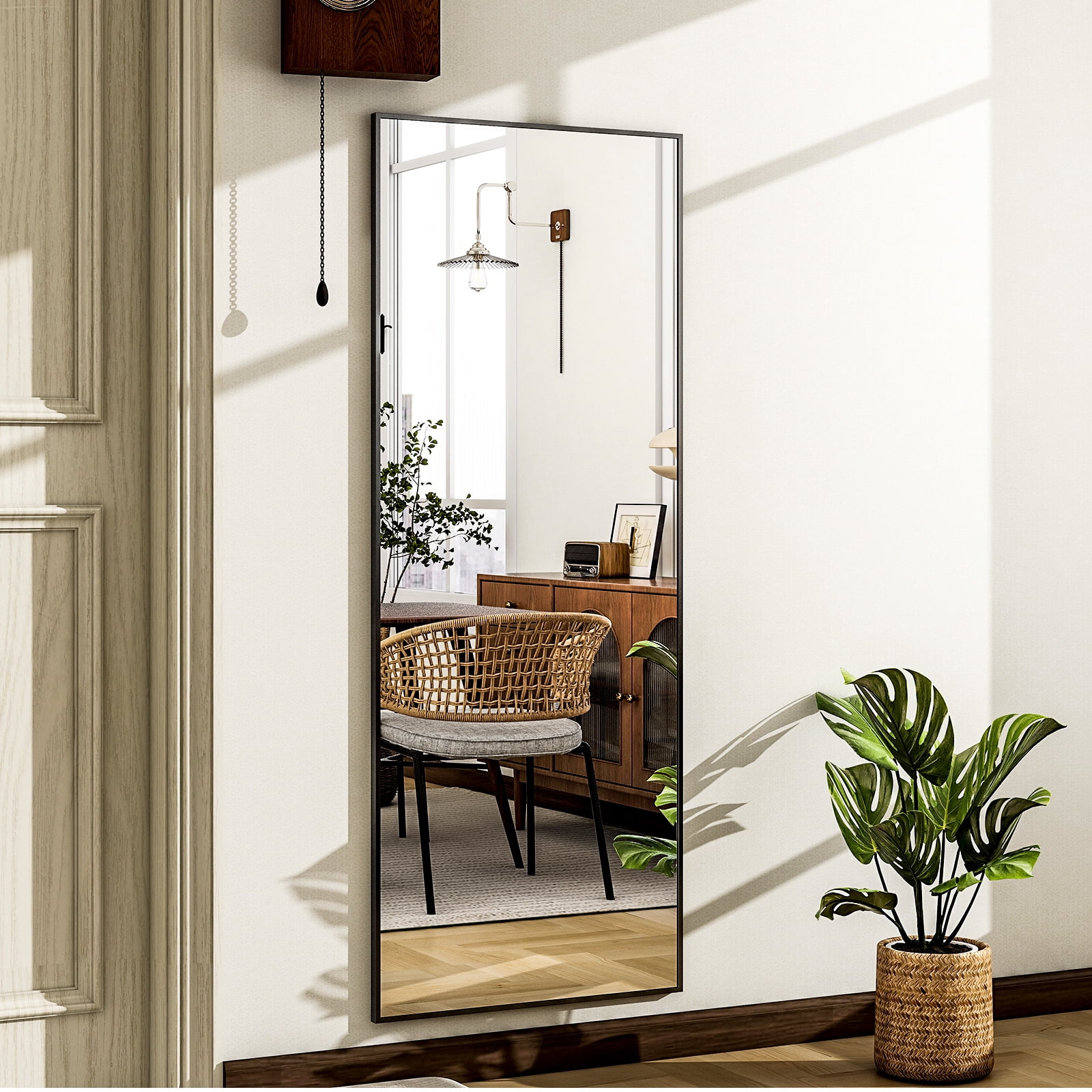 Lumora 58.3"x18" Full Length Mirror Rectangle Floor Mirror Wall-Mounted Leaning Mirror, Black