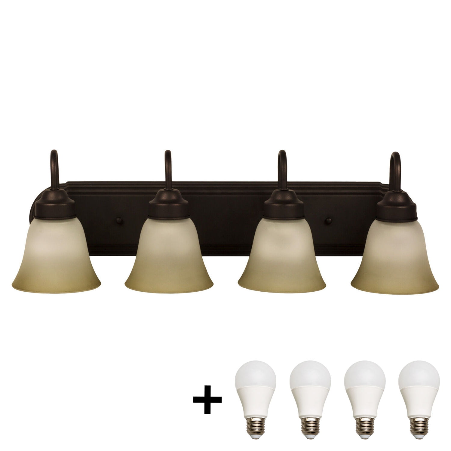 Bennington Luna Four Globe Bathroom Vanity Light Bar Bath Fixture, Oil