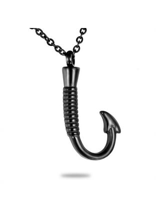Fish Hook Cremation Jewelry for Ashes, Memorial Necklace Made with  Stainless Steel, Keepsake Pendant for Men for Women