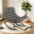 thumbnail image 1 of Papasan Rocking Chair with Foot Rest, Papasan Chair with Thick Removable Cushion and Metal Frame, Lounge Chairs and PE Rattan Rocker for Patio, Garden, Lawn, Living Room, 1 of 8