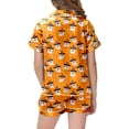 thumbnail image 4 of UAYOTSE Kids Home‑Wear Satin Pajama Outfit, Girls Button‑Up Collar Short‑Sleeve Top with Coordinating Shorts, Comfort‑Oriented Nightwear Set Size 10-11 Years, 4 of 5