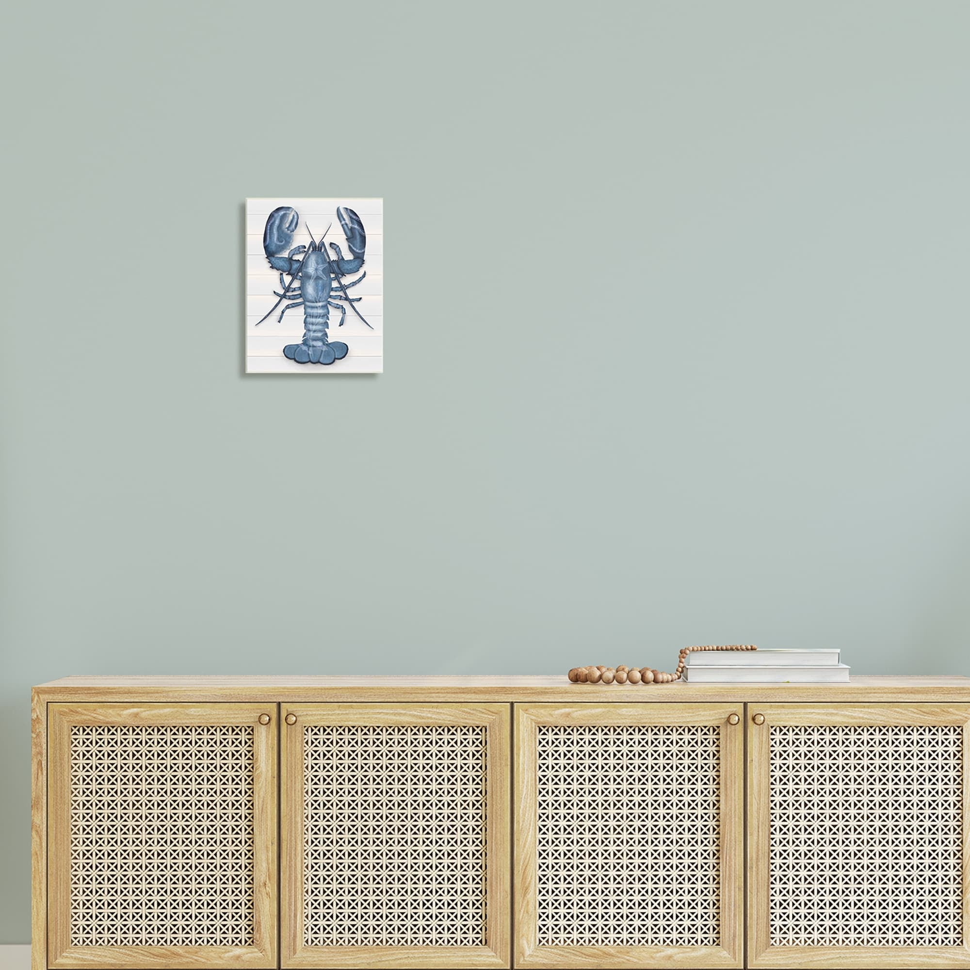 Stupell Industries Detailed Blue Lobster Starfish Botanical Motif Panels Graphic Art Unframed Art Print Wall Art, Design by Darlene Seale