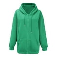 thumbnail image 4 of Women's Hoodies & Sweatshirts Clothing Women's Fall Jacket Oversized Pocket Sweatshirt Casual Drawstring Clothing Zipper Track Jacket Solid Color Long Sleeve Hooded Top, 4 of 5