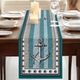 thumbnail image 3 of Table Runners 72 Inches Long Dress Scarves, Blue Beige Anchor Farmhouse Kitchen/Dining Table Runner, Coffee Tablerunners, Nautical Summer Beach Coastal Ocean 18x72 Inch, 3 of 9