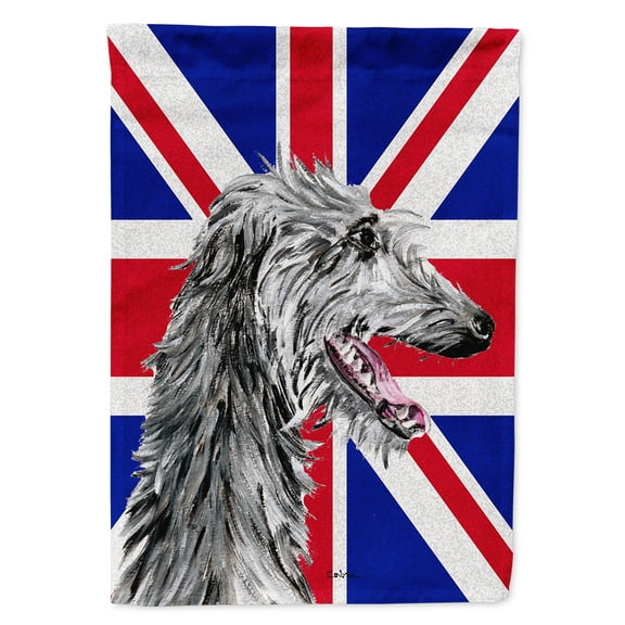 Scottish Deerhound with English Union Jack British Flag Garden Flag