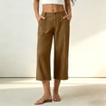 thumbnail image 2 of Ruimatai Womens High Waist Capri Pants Button Fly Patch Pockets Wide Straight Casual Daily Trousers, 2 of 7