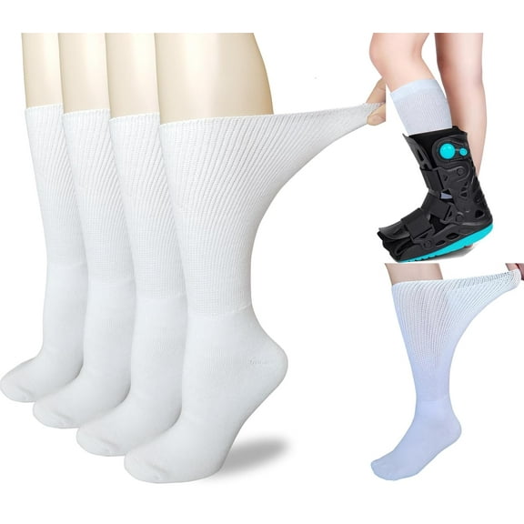 Replacement Sock Liner for Walking Boot or Walker Brace - Air Cam Walkers and Fracture Boot Orthopedics Socks Medical Mid Calves Sock (2 Pairs(White), one size)