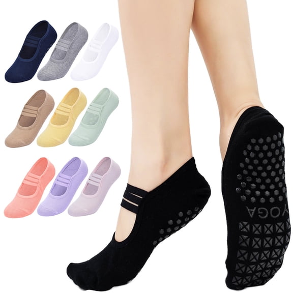 Women's Backless Yoga Socks With Silicone Grips Non Slip Pilates Socks Breathable Cotton Sporty Strap Dance Ballet Fitness Studio Socks For Gym Workout Home Exercise(Black)