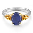 thumbnail image 3 of Gem Stone King 925 Silver and 10K Yellow Gold Blue Lapis and Yellow Citrine Engagement Ring for Women | 2.66 Cttw | Oval 9X7MM | Gemstone Birthstone | Size 5, 3 of 6