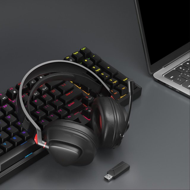 Auriculares Para Juegos Con Cable, Receptor 2.4G 4 Modos, Auriculares De Juego Inalámbros Ligeros Giratorios Ajustables, Botones Multifunción, Batería De 1000 Mah