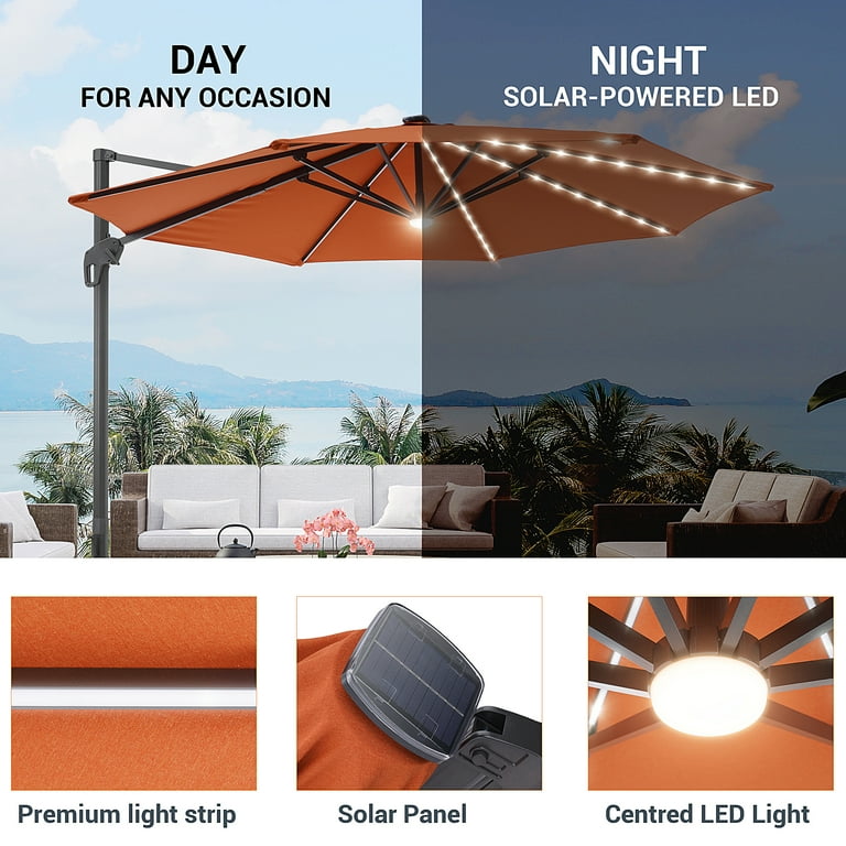 11 round offset patio umbrella with base Grand patio 11FT Cantilever Umbrella with Base Outdoor Large Round Alu