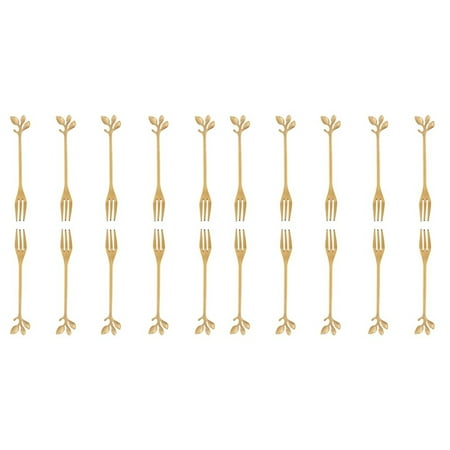 

20 Pcs Stainless Steel Leaf Cake Fruit Forks Set Tasting Dessert Forks Kitchen Accessory Wedding Party Golden