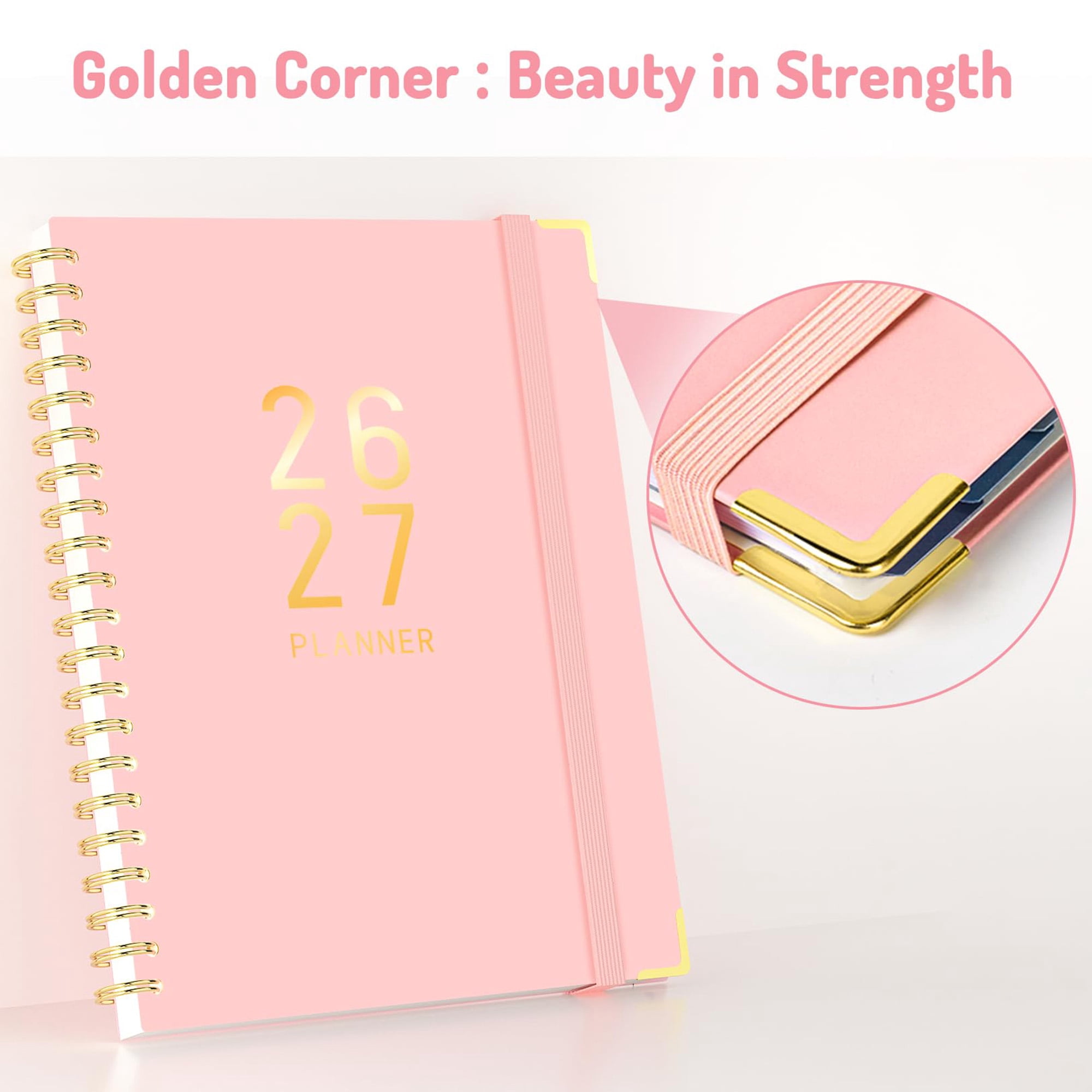 18 Month Academic Planner 2026-2027, July 2026 to December 2027, Weekly Monthly Calendar Planner, Daily Agenda Book for Students Teachers, College Supplies, A4 Size, Pink