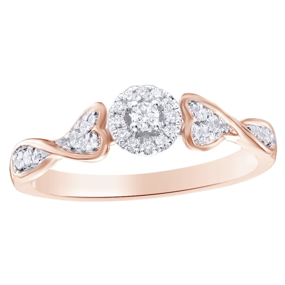 AFFY White Natural Diamond Accents Promise Heart Ring in 10k Rose Gold