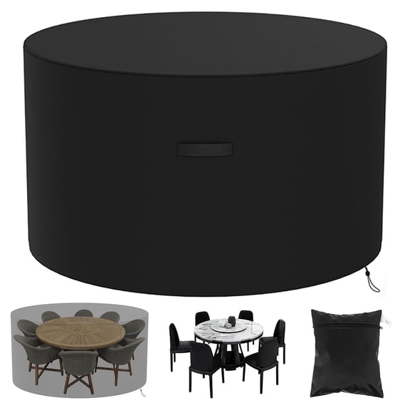 Qenwkxz Round Patio Table Cover 47" x 30", Waterproof Outdoor Furniture Cover in 210D Oxford Cloth for Garden Table, All-Weather Protection with Drawstring and Storage Bag