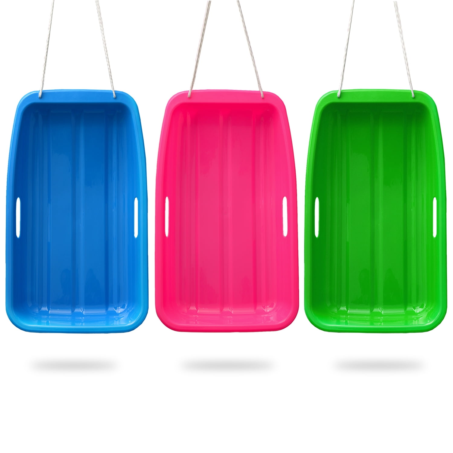 IMagE 25.6"x14.2"x4.3" Kids Snow Sled Plastic Toboggan Boat Sledge Snowboard with Rope Blue Green Pink... by