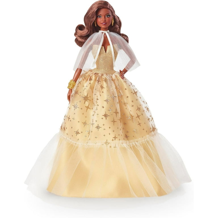 2023 Holiday Barbie Doll, Seasonal Collector Gift, Barbie Signature, Golden  Gown and Displayable Packaging, Dark Brown Hair
