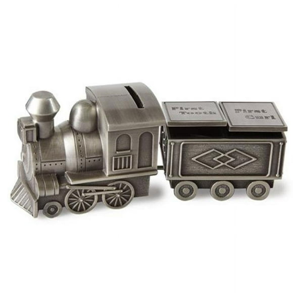 Leeber 88542 Elegance Pewter Plated Train Bank&#44; Tooth & Curl Boxes Set - 2.75 x 6.75 in.