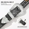 thumbnail image 5 of WHIPPY Western Cowboy Leather Belt for Women Men Cowgirl Rhinestone Studded Belt for Jeans Dresses, 5 of 6