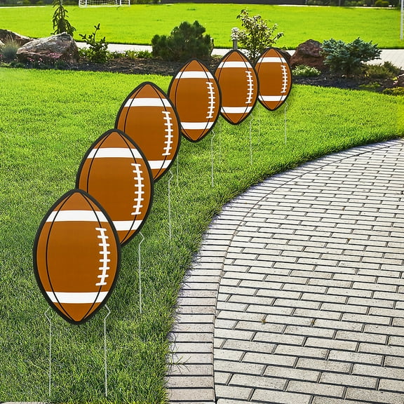 Fun Express 7 3/4" x 12" Football-Shaped Corrugated Plastic Yard Signs - 6 Pieces