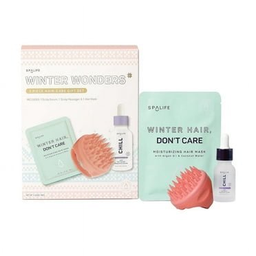 SpaLife Winter Wonders 3 Piece Hair-Care Gift Set - Revive & Thrive with Moisturizing Hair Mask, Soothing Scalp Serum, and Scalp Massager