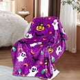 thumbnail image 6 of Halloween Purple Throws Blanket Fleece, Halloween Blanket Queen for Couch Sofa Bed, Soft Warm Cozy Flannel Office Blanket for Bedroom Living Room Camping Travel, 60"x50", Decor, 6 of 6