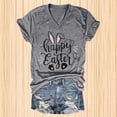 thumbnail image 2 of Womens Easter Shirt Happy Easter Bunny Print V Neck Casual Summer Tops, 2 of 4