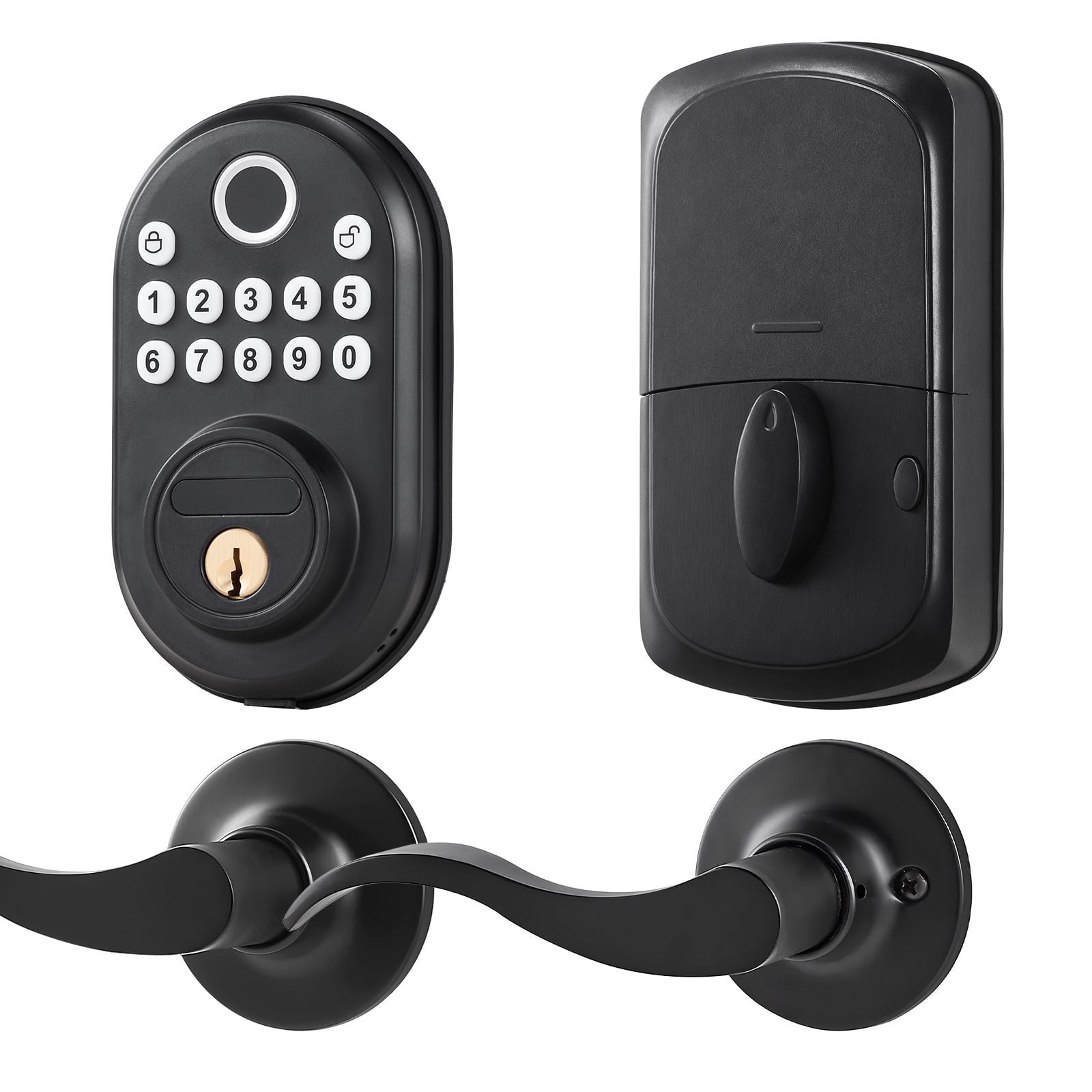 Fingerprint Door Lock with Handles 50 Fingerprints 100 Passcodes Auto-Lock 5-69s One-Time Code Waterproof for Home Office