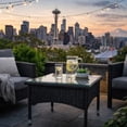thumbnail image 1 of CorLiving Parksville Resin Wicker and Steel Square Outdoor End Table with Glass Top, Black, 1 of 6