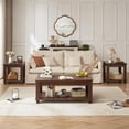 thumbnail image 5 of Leyaoyao Coffee Table Retro Mid-Century Coffee Table W/Storage Open Shelf Living Room, Walnut, 5 of 9