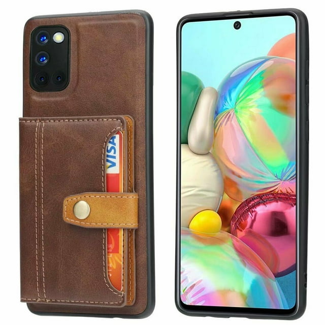 Magnetic Leather Back Case Cover Card Holder Wallet Case for Samsung Galaxy S20 FE (Brown)