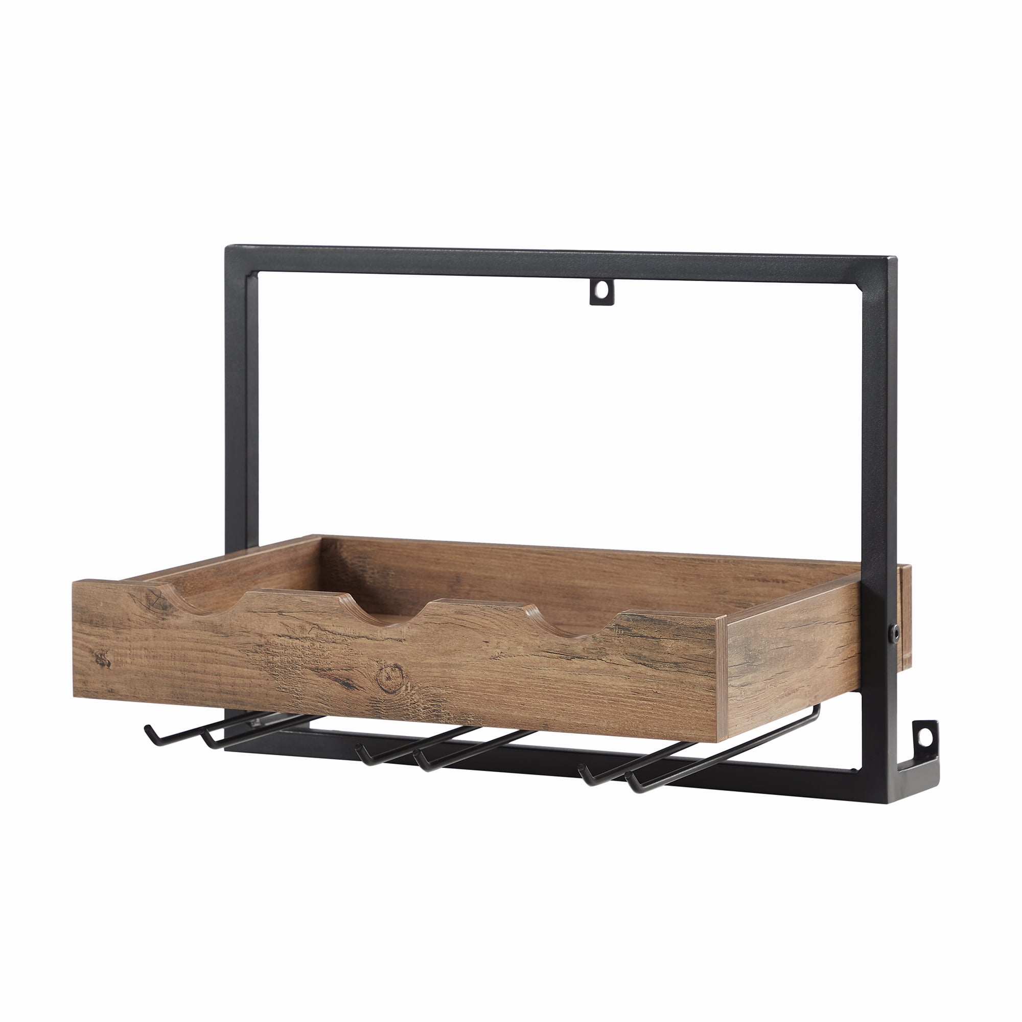 Manor Park Modern Industrial Wall Mounted Bar Storage, Reclaimed Barnwood