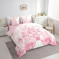 thumbnail image 3 of Castle Fairy Girly Pink Princess Castle 7Pcs Bedding Comforter Set,Kawaii Flowers Queen Bedding Sets Super Cozy,Musical Notes Queen Sheet Sets,Lightweight Room Decor, 3 of 8