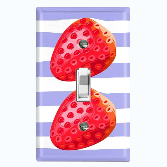Metal Light Switch Plate Cover Ripe Red Strawberry Purple Stripes FUT005
