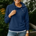 thumbnail image 3 of SYwaren Women's Casual Pullover Solid Color Lapel Button Up Long Sleeve No Hood Casual Fashion Loose Top, 3 of 6