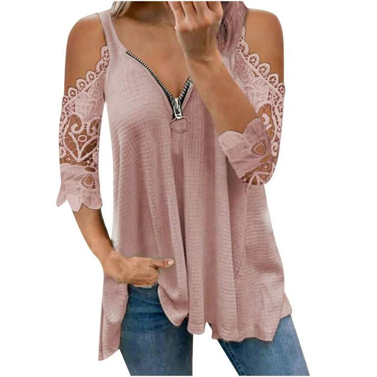 Womens Shirts Trendy Womens And Blouse,Womens Solid Color Tee Short Sleeve Casual Cute Top V Lace Strap Tops Blusas Para Mujer - Walmart.com