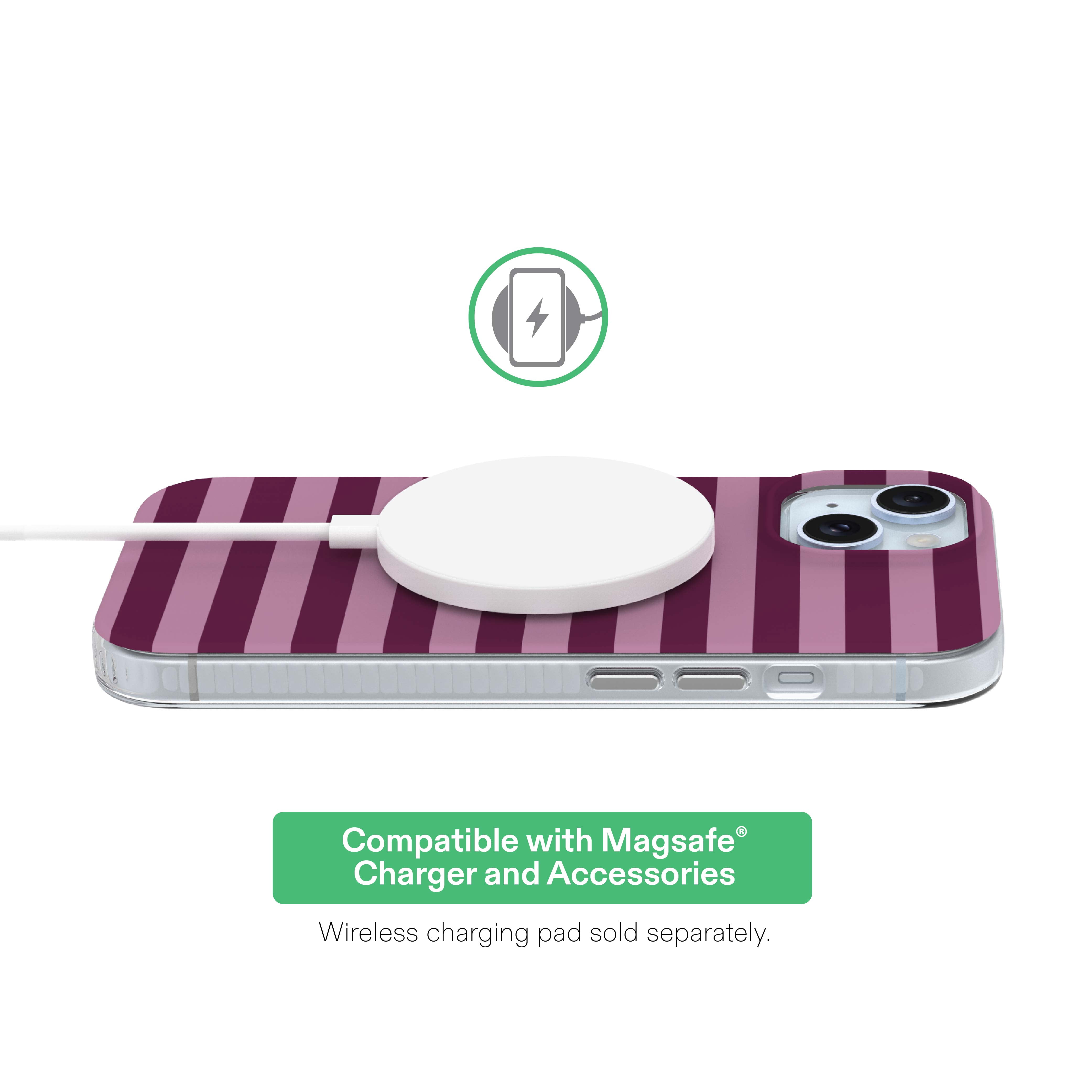 onn Phone Case for iPhone 17e / 16e / 15 / 14 / 13, MagSafe Compatible - Purple Stripe