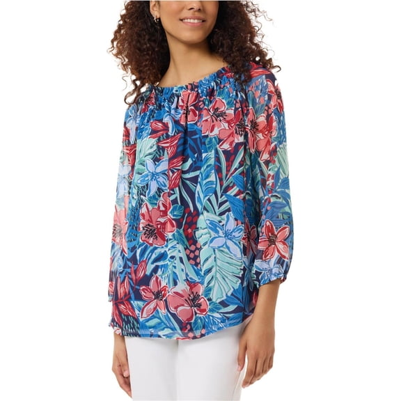 Jones New York Womens Office Peasant Blouse, Multicoloured, Petite, PM