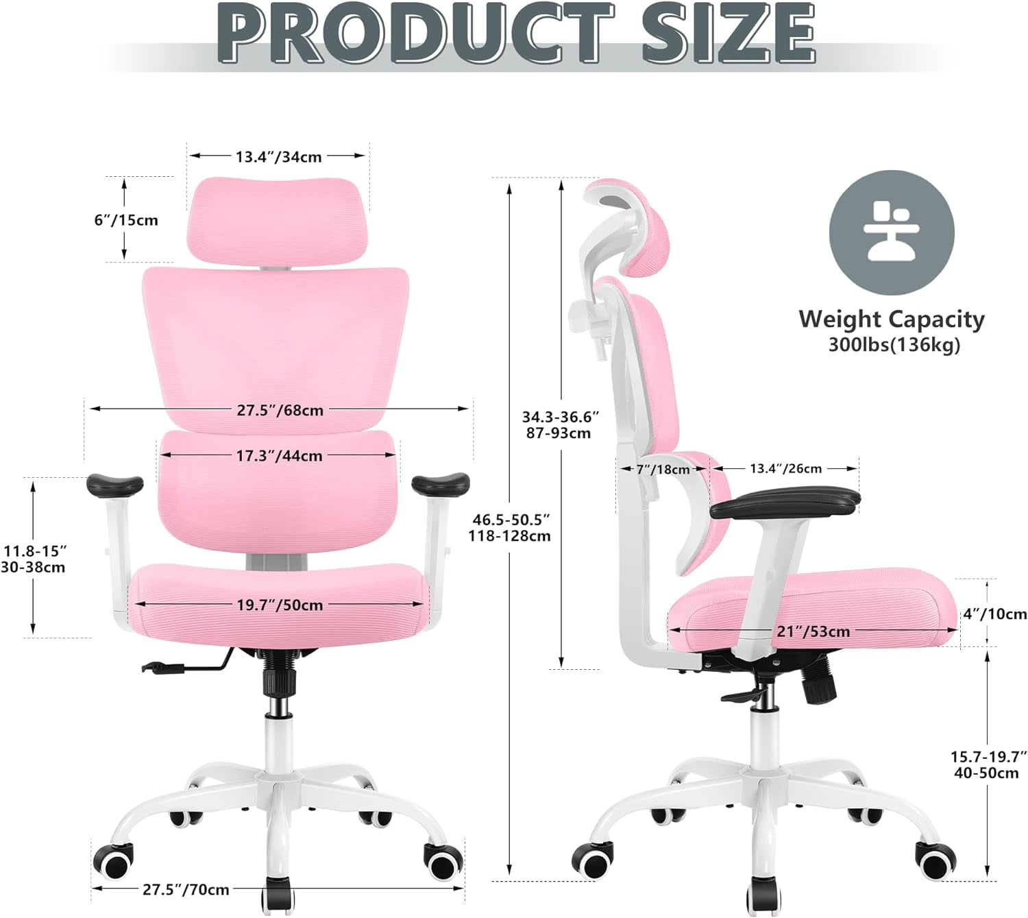 Office Chair, Ergonomic Desk Chair with Adjustable Height and Lumbar Support Swivel Desk Computer Chair with Flip up Armrests for Conference Room, Drak Gray