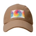 thumbnail image 4 of Baseball Cap Bent Eaves Design 6 Piece Cap Body Breathable Not Hot Plastic Cap Drag For Daily Travel Vacation Gray Tie-Dye Background Rainbow Colors_3 Khaki, 4 of 8