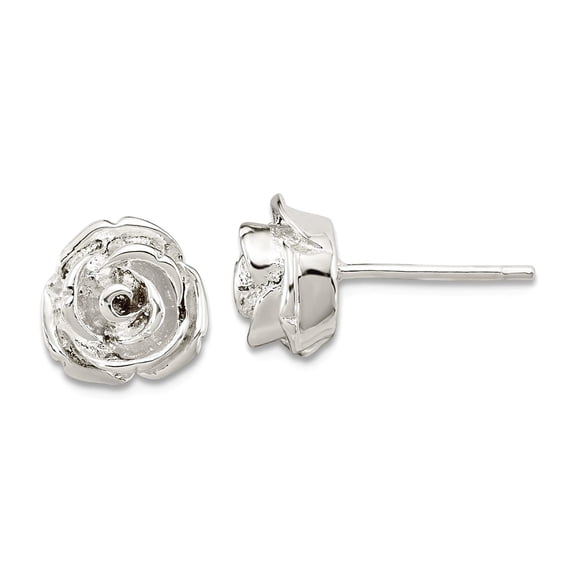 925 Sterling Silver Polished Rose Post Earrings 8.98x9.4mm Wide Stud Earring for Women - 2.6 Grams